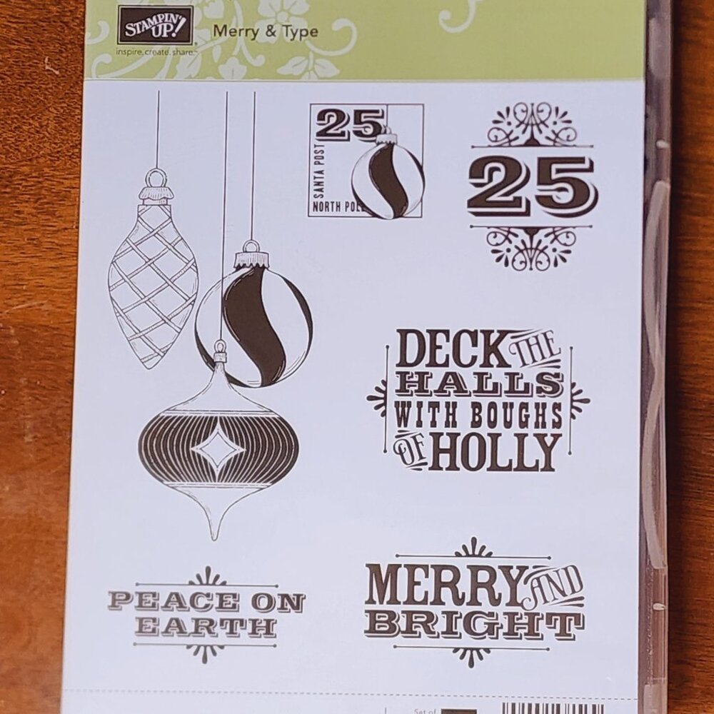 Stampin’ Up! Merry & Type Christmas Stamp Set - Set of 6